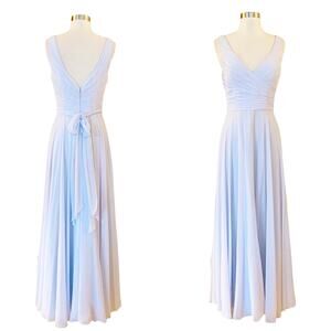 WATTERS Chiffon Dress A-Line Faux Wrap Light Blue Sleeveless Bridesmaid 2 EUC